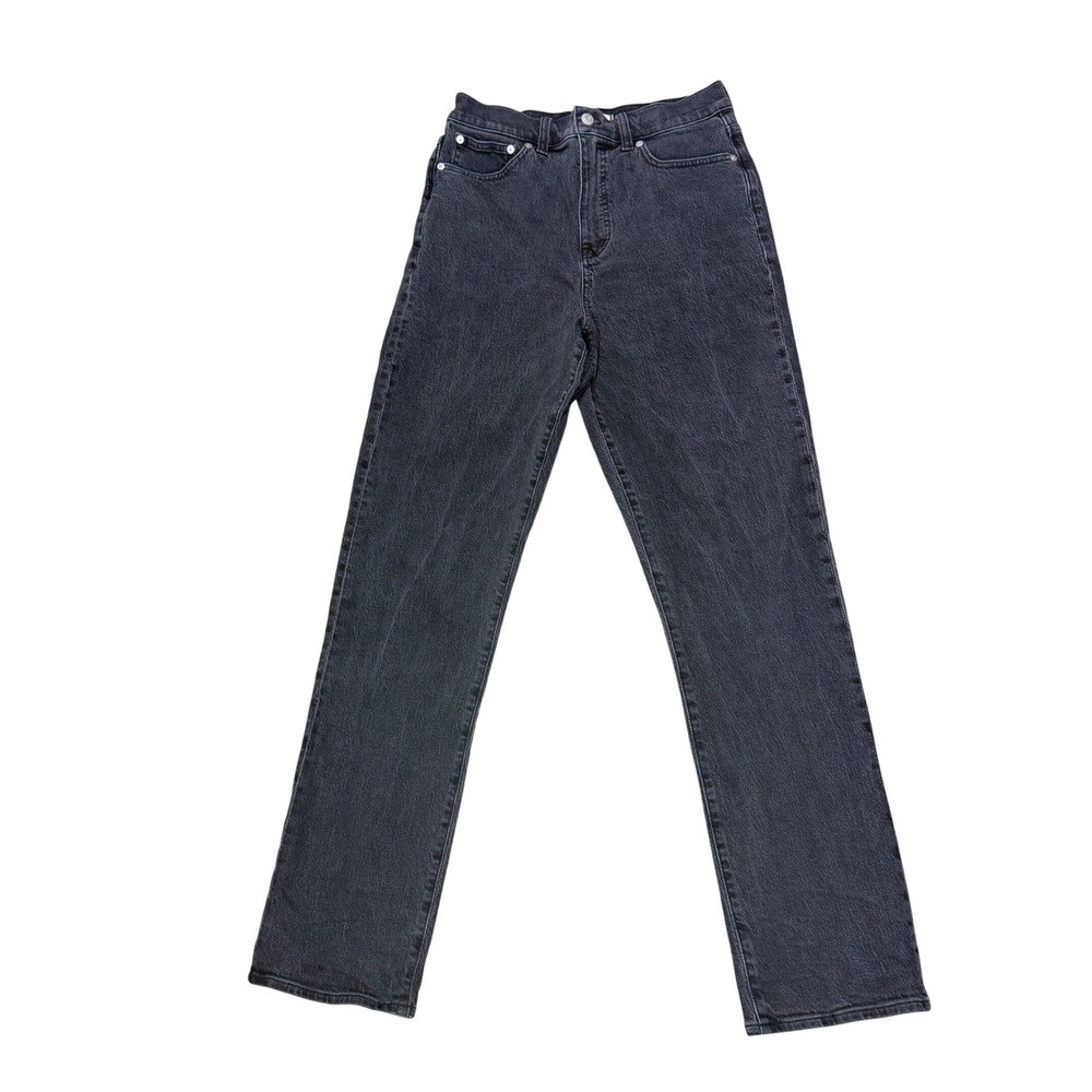 Madewell Women Size 28‎ Washed Faded Black 90s Straight High Rise Stretch Jeans